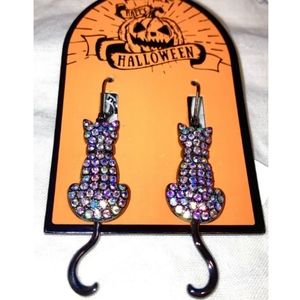 Bella and Jack Halloween Black Cat Earrings